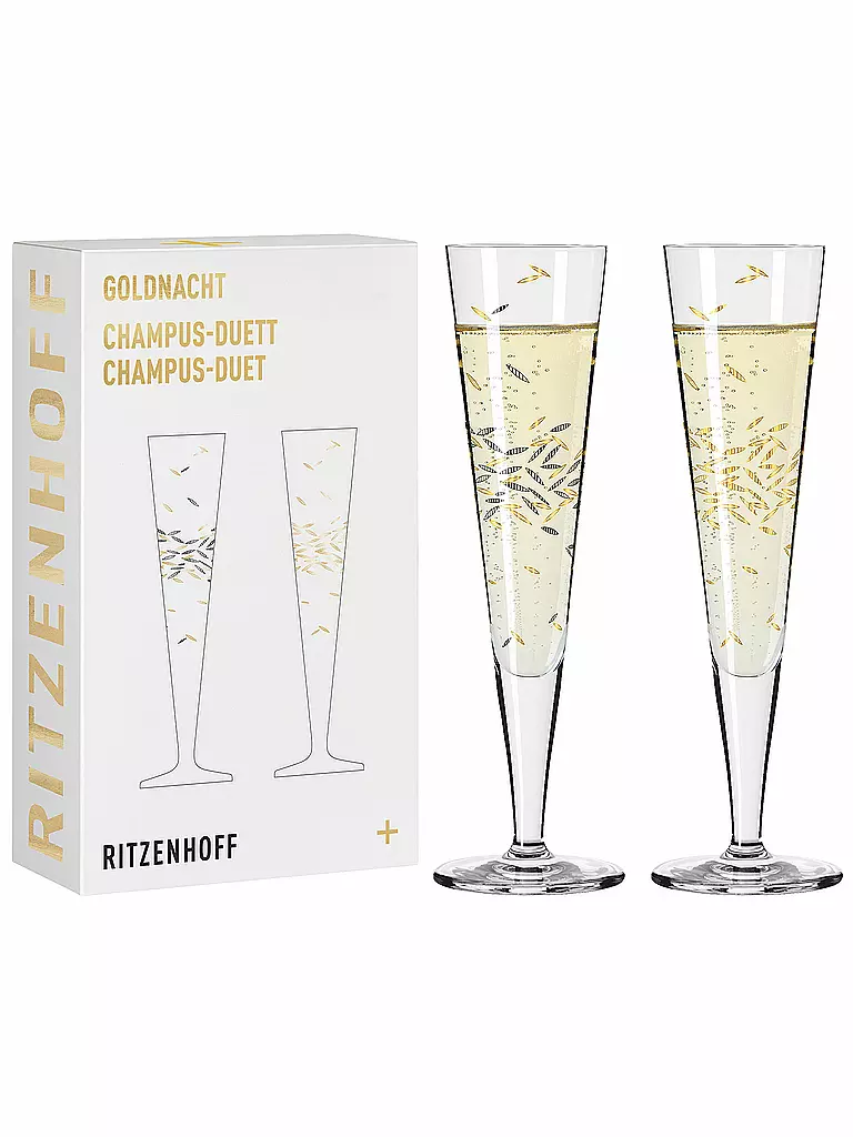 RITZENHOFF Champagner Glas 2er Set GOLDNACHT Duett Gold